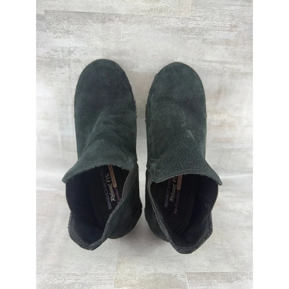 Skechers Relaxed Fit Black Suede Ankle Booties 49602 Women Sz 7 Air-Cooled Foam